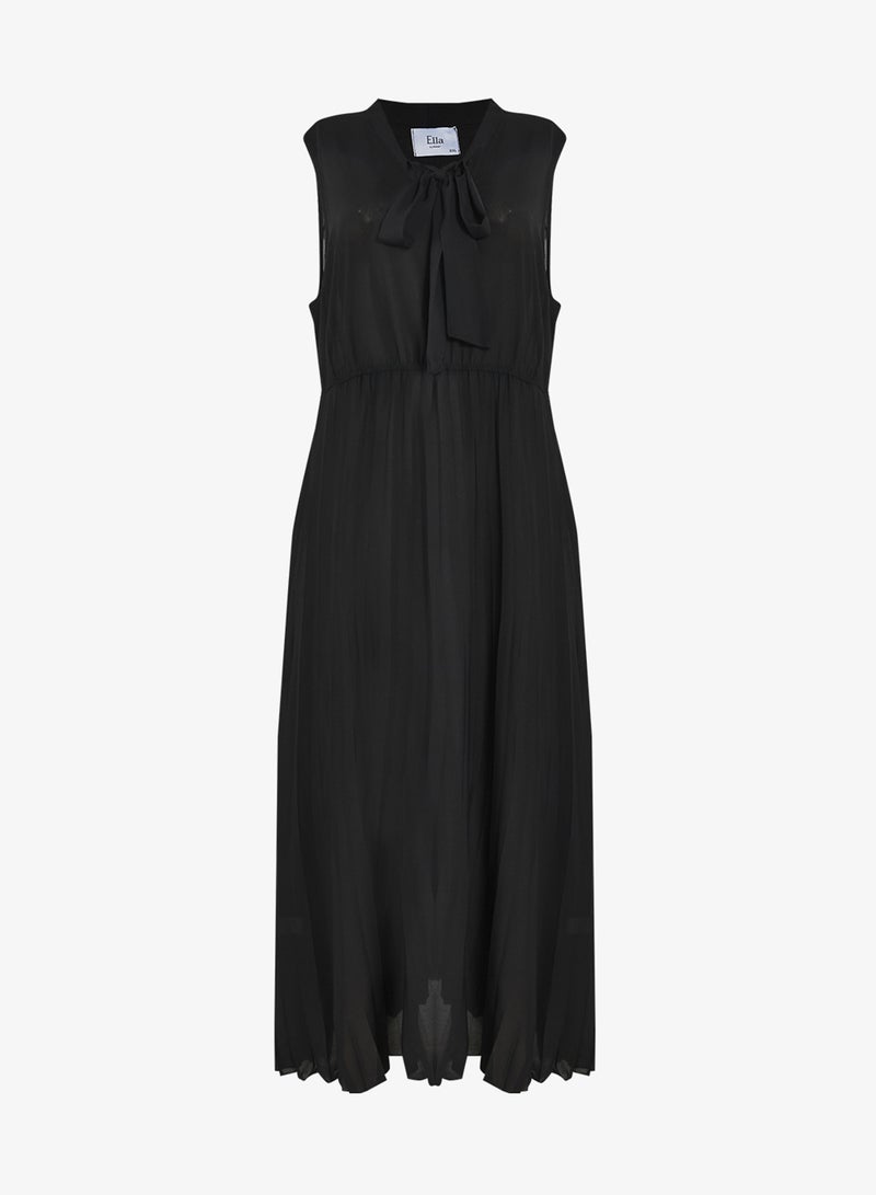 Ella Plus Sleevless Dress With Neck Tie Detail - Image 1