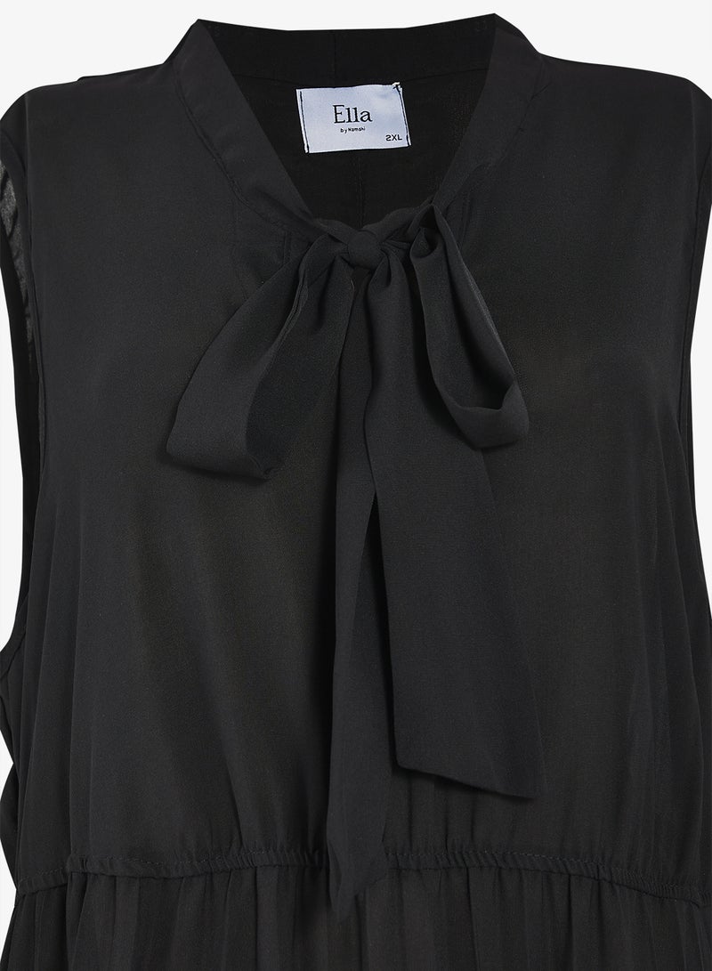 Ella Plus Sleevless Dress With Neck Tie Detail - Image 3