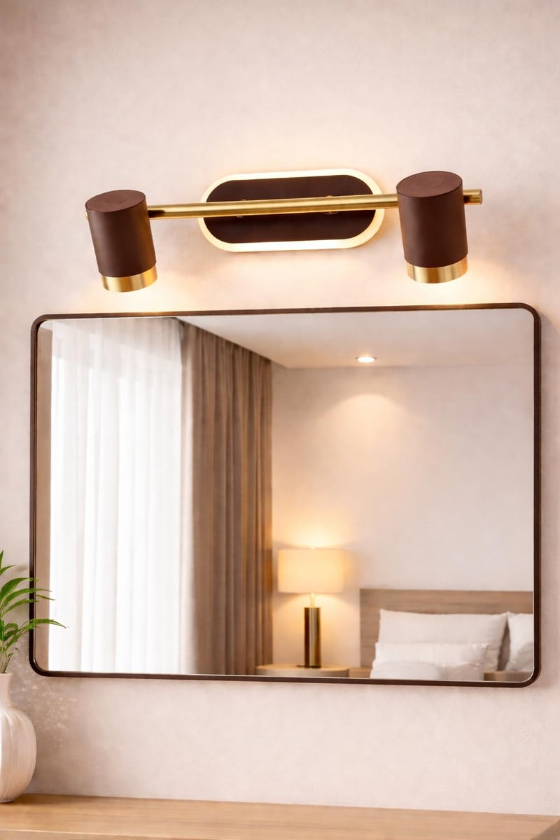 FILLISKA® 3 in 1 Double Wall spot/Picture/Display/Mirror Light with Adjustable Head and Colour Changing Function (Brown & Gold-587)(1 Year Warranty) - Image 1