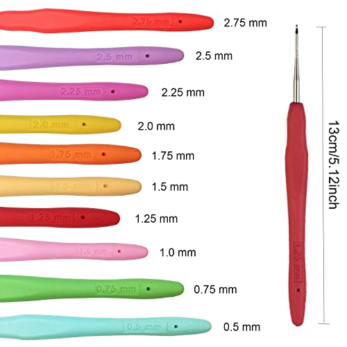 Weabetfu Set of 10 Small Size Crochet Hook Set, Ergonomic Handle Crochet Hook Needles for Arthritic Hands, Thread Crochet Steel Lace Hooks Size 0.5mm to 2.75mm - Image 3
