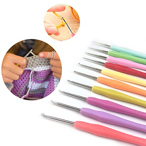 Weabetfu Set of 10 Small Size Crochet Hook Set, Ergonomic Handle Crochet Hook Needles for Arthritic Hands, Thread Crochet Steel Lace Hooks Size 0.5mm to 2.75mm - Image 4