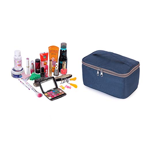 Fclues Multifunctional Travel Bag Cosmetic and Makeup Organiser Cosmetic Case Household Grooming Kit Storage Bag Travel Bag for Women Travel (Navy Blue) - Image 4