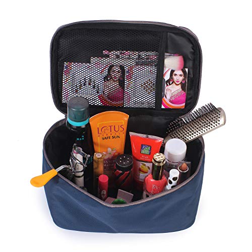 Fclues Multifunctional Travel Bag Cosmetic and Makeup Organiser Cosmetic Case Household Grooming Kit Storage Bag Travel Bag for Women Travel (Navy Blue) - Image 2