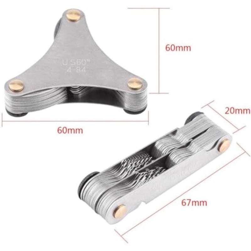 51/52 Pieces Stainless Steel Screw Pitch Gauge 60 and 55 Degree Thread Plug Gage Measuring Tool Metric + Imperial 52 Pieces (US (51 Pieces) - Image 4
