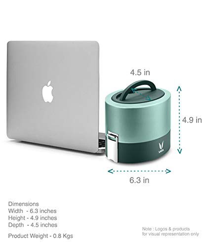 VAYA TYFFYN Lunch Box for Kids for School, Polished Stainless Steel Tiffin Box Without BagMat, 600ml Insulated Tiffin Box for Office for Men with 2 Leakproof Containers, Hot Lunch Box for Girls,Green - Image 5