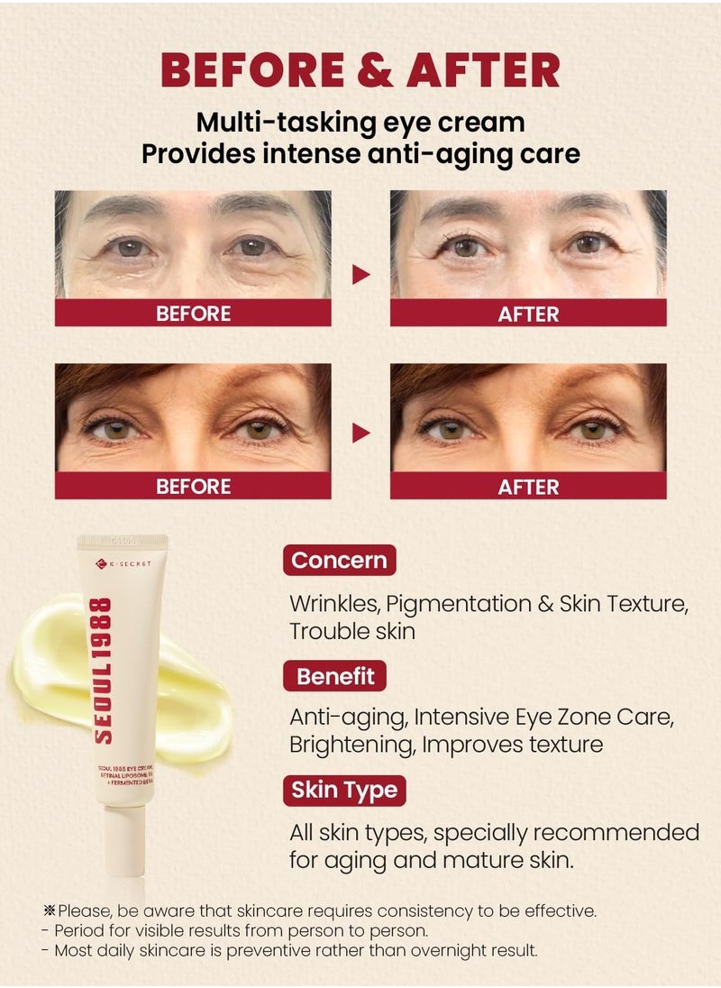 K-SECRET K-SECRET SEOUL 1988 Eye Cream : Retinal Liposome 4% + Fermented Bean  - Image 3