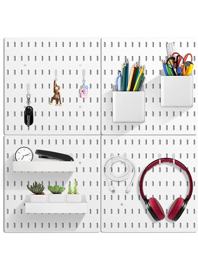 promass Peg Board Combination Kit, 4 Pieces Pegboards and 18 Accessories Modular Hanging, Wall Organizer Pegboard for Home and Office, Wall Mount Display Pegboard Panel Kits (WHITE) - Image 1