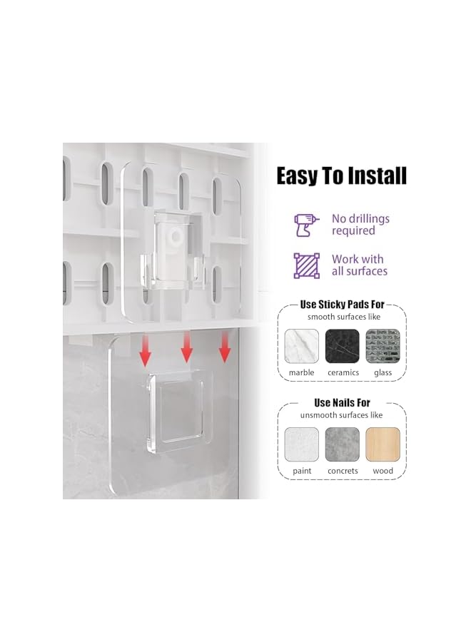 promass Peg Board Combination Kit, 4 Pieces Pegboards and 18 Accessories Modular Hanging, Wall Organizer Pegboard for Home and Office, Wall Mount Display Pegboard Panel Kits (WHITE) - Image 3