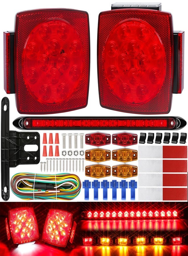 LINKITOM Submersible LED Trailer Tail Light Kit, Super Bright Brake Stop Turn Reverse Tail License Lights for Under 80 Inch Trailer Boat Utility Trailer Marine Camper RV - Image 1