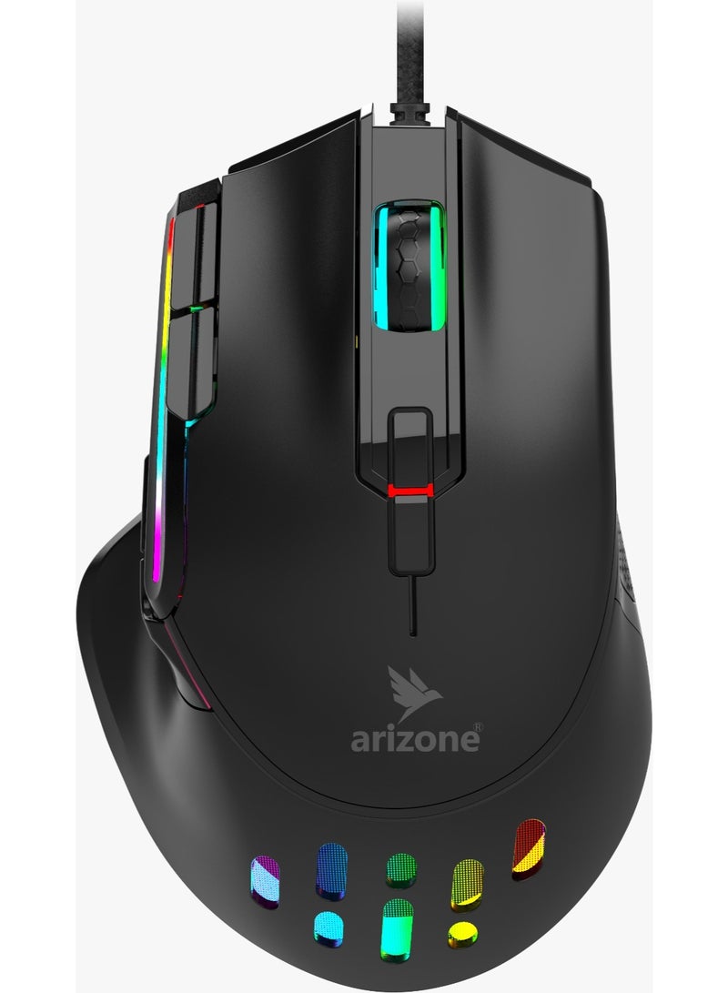 ARIZONE WM-04 WIRED GAMING MOUSE 7-Color RGB breathing light Black - Image 1