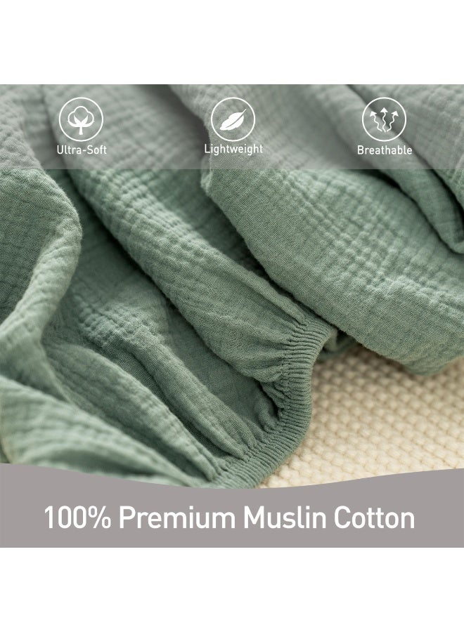 Muslin Bassinet Fitted Sheets, 2 Pack Soft Breathable Stretchy, Universal Fit for Hourglass Oval Rectangle Mattress, Natural Leaves - Image 4