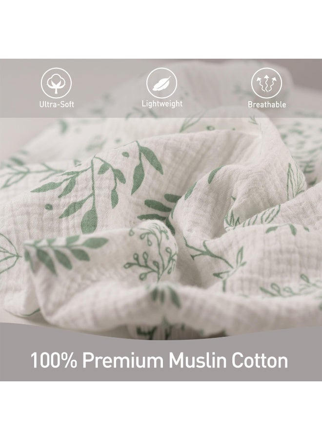 Muslin Bassinet Fitted Sheets, 2 Pack Soft Breathable Stretchy, Universal Fit for Hourglass Oval Rectangle Mattress, Natural Leaves - Image 2