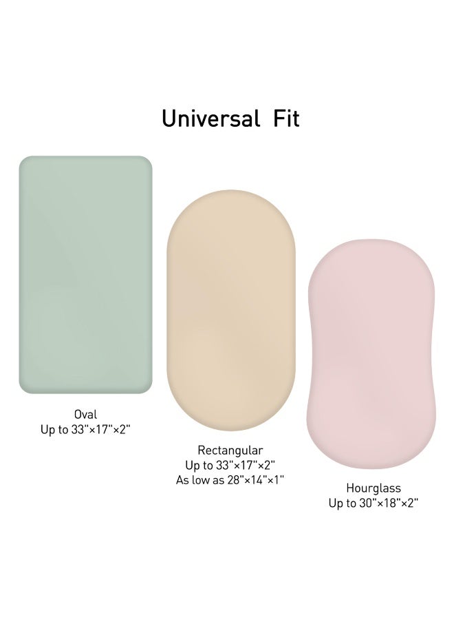 Muslin Bassinet Fitted Sheets, 2 Pack Soft Breathable Stretchy, Universal Fit for Hourglass Oval Rectangle Mattress, Natural Leaves - Image 1
