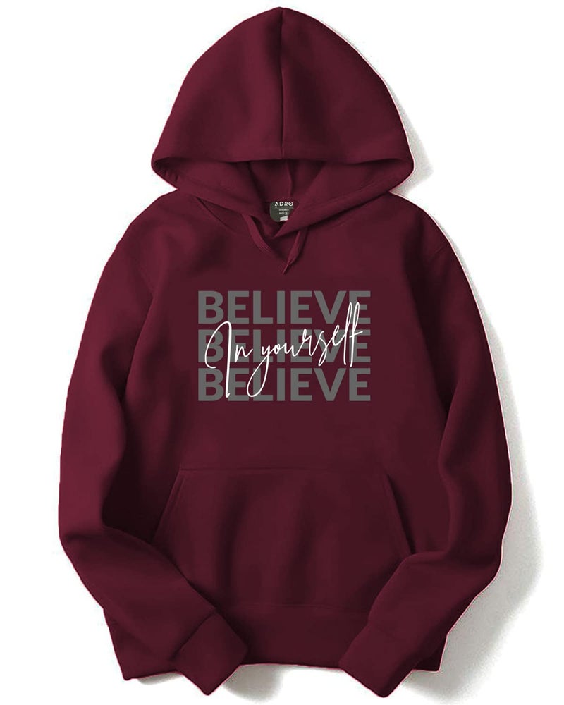 ADRO Believe in Your Self Printed Hoodie/Sweatshirt for Men (H22-M-INV-MR_Maroon_L) - Image 1