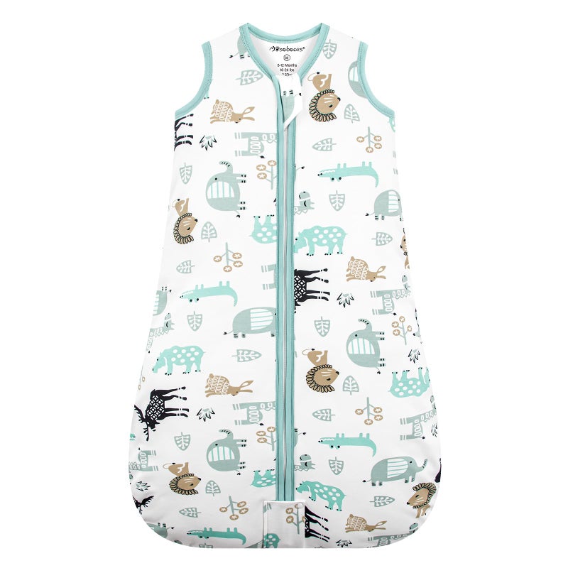 Chicco حقيبة نوم شتوية للأطفال من موسبيرز 2.5 توغ، كيس نوم للأطفال قابل للارتداء بطانية 100% قطن لحقيبة نوم للأطفال من 0-24 شهر (حديقة حيوانات زرقاء، 12-18 شهر) - Image 1