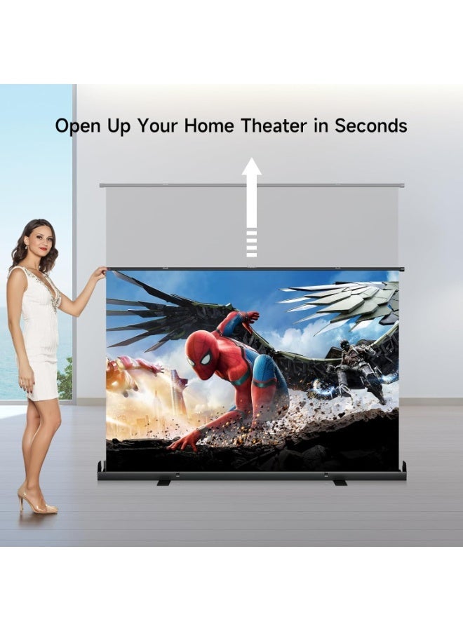 FlashHawk Floor Rising Projector Screen - Indoor & Outdoor 16:9 HD Portable Matte White Projection Screen for Long Standard Projector Fast Setup for Movies, Office Presentations & More (80 Inch/16:9) - Image 2