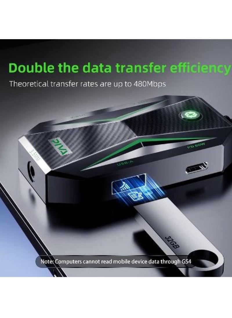 piva PIVA GS4 Type C 5 in 1 Adapter with 32bit Sound Card 60W Fast Charging Data Transfer Rate Up to 480Mbps Compatible with AUX and Type C Headphones Supports All iPads and iPhones with Type C Port  - Image 2