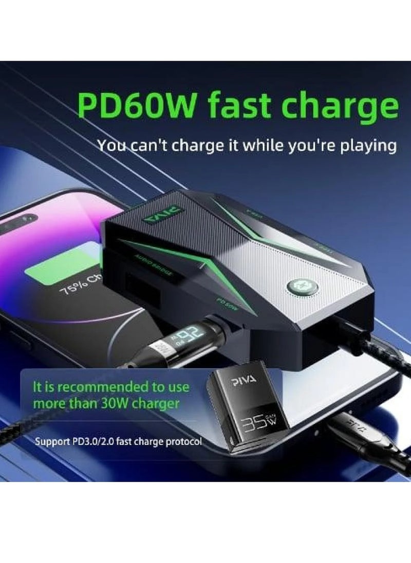 piva PIVA GS4 Type C 5 in 1 Adapter with 32bit Sound Card 60W Fast Charging Data Transfer Rate Up to 480Mbps Compatible with AUX and Type C Headphones Supports All iPads and iPhones with Type C Port  - Image 4