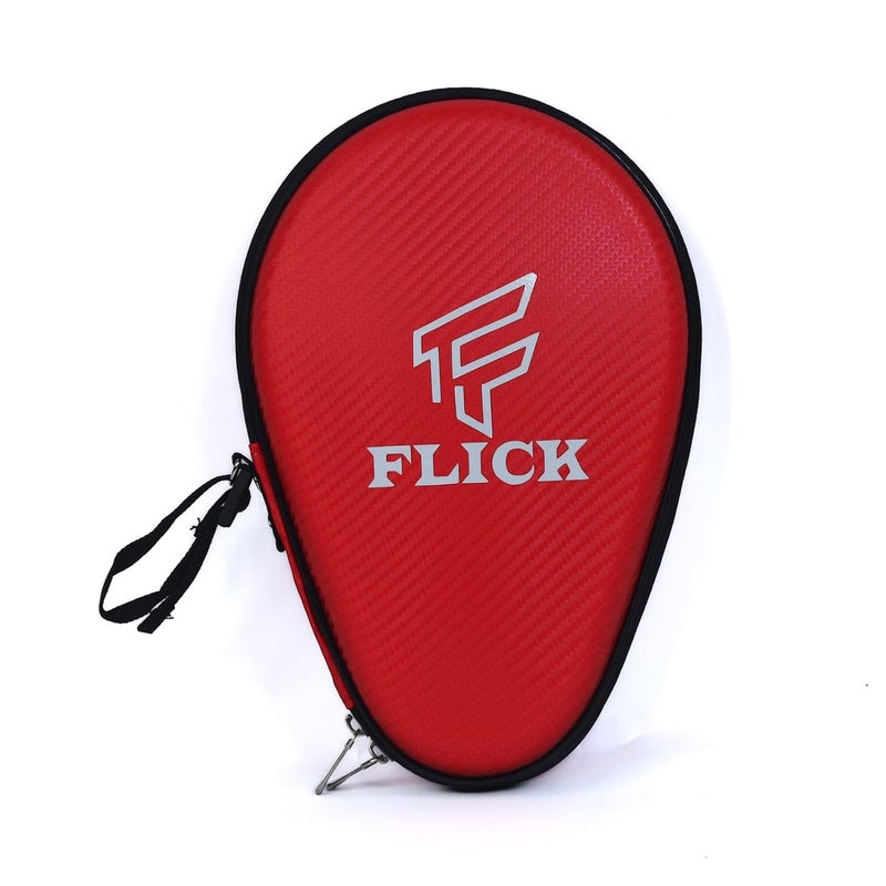 FLICK Fusion - Table Tennis Racket Hard CASE/Cover- Round| Shockproof Protective EVA-PU CASE- Stylish Design | Durable Product for TT Lovers| Assorted COLOURES. (Red) - Image 1