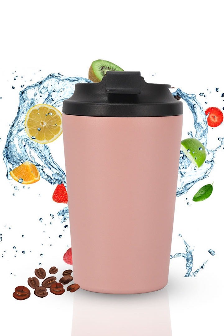كوب قهوة عازل 340 مل، كوب سفر من الفولاذ المقاوم للصدأ مانع للتسرب، مع غطاء خالٍ من مادة BPA، يحتفظ بالحرارة/البرودة، كوب حليب قابل لإعادة الاستخدام للسفر - Image 1