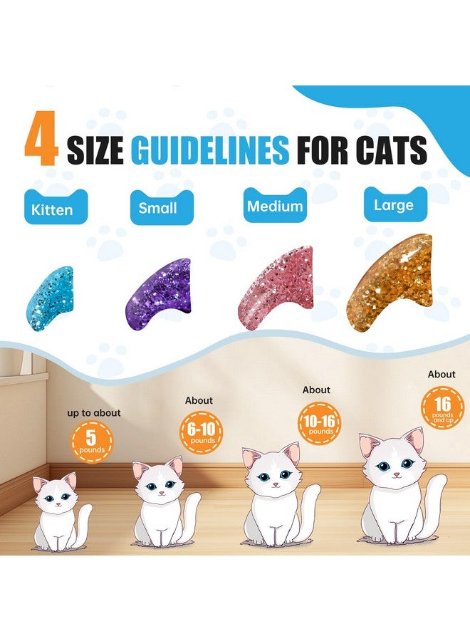 joyous 16x Glitter Colors / 160 pcs | Cat Nail Caps | Cat Claw Covers with Adhesives and Applicators (S) - Image 5