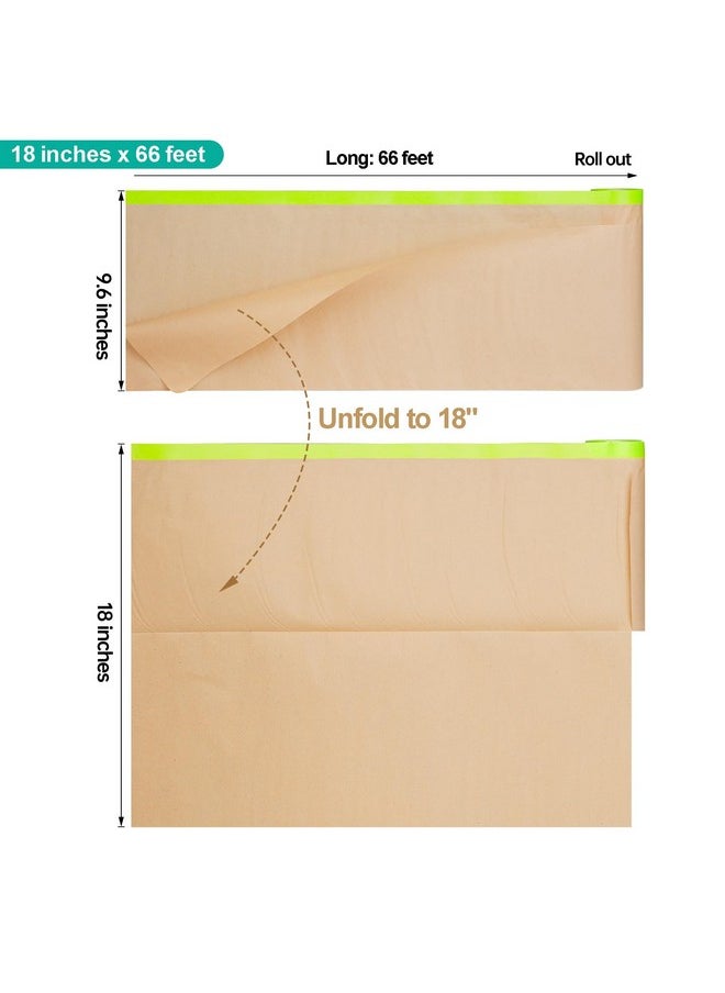 Tangibay Pre-Taped Masking Paper With Dispenser - 18" X 66' Painters Paper And Tape Attached For Painting House, Automotive Paint Masking Paper Roll For Windows, Cars, Auto-Body (1 Dispenser 1 Refill)  - Image 2