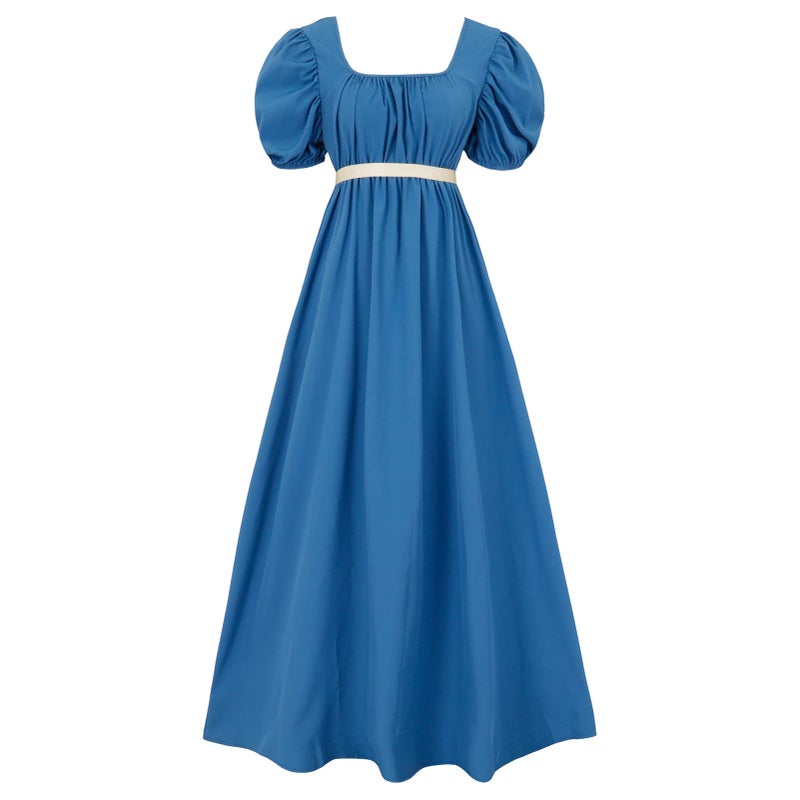 HEQU Regency Dresses for Women, Polyester Regency Ball Gown with Satin Sash Polyester Ruffle Empire Waist Dress Gown (3XL, Royal Blue) - Image 1