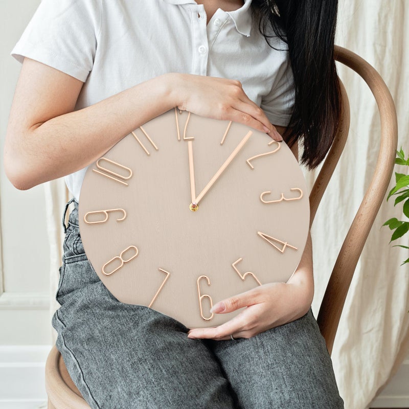 Living Room Non-Ticking Clock Silent Battery Operated Clock Round Wall Clock - Image 5