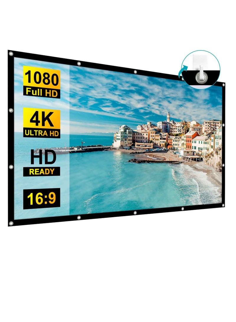 Excefore شاشة عرض، شاشة عرض خارجية مقاس 120 بوصة، شاشات عرض أفلام محمولة قابلة للطي ومقاومة للتجعد بنسبة 16:9، قابلة للغسل على الوجهين، للسينما المنزلية وحفلات التخييم والمكتب - Image 1