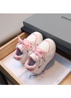 Generic 2023 Autumn New Korean Style Childrens Casual Shoes Cartoon Anti-slip Trendy White Kids Board Shoes For Boys Girls Pink 