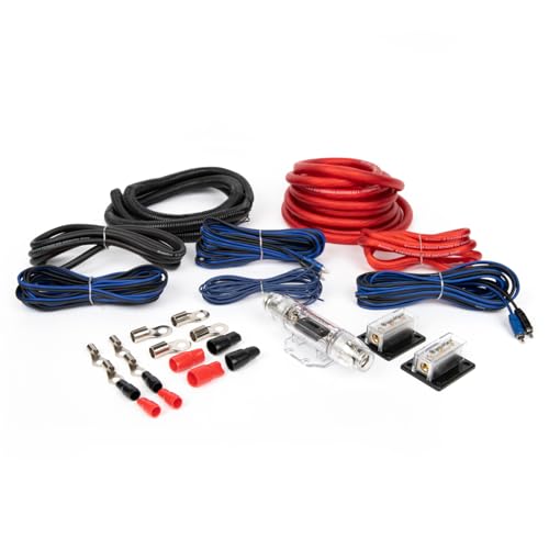 InstallGear مجموعة أسلاك مضخم الصوت مزدوجة 4 قياس من إنستال جير - مجموعة تركيب مضخم الصوت بمواصفات دقيقة مع أسلاك ناعمة الملمس - مجموعات أسلاك طاقة مضخم مزدوجة لنظام الصوت في السيارة ومكبر الصوت - مجموعات أسلاك فرعية 4 قياس - Image 1