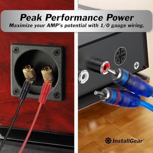 InstallGear مجموعة أسلاك مضخم الصوت مزدوجة 4 قياس من إنستال جير - مجموعة تركيب مضخم الصوت بمواصفات دقيقة مع أسلاك ناعمة الملمس - مجموعات أسلاك طاقة مضخم مزدوجة لنظام الصوت في السيارة ومكبر الصوت - مجموعات أسلاك فرعية 4 قياس - Image 2