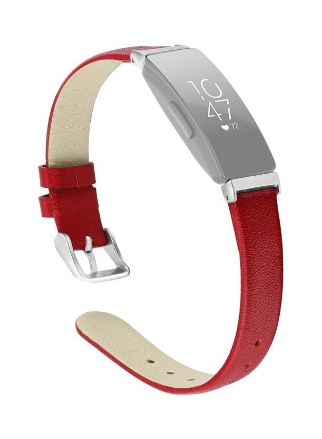 BGM Leather Replacement Band For Fitbit Inspire HR Red - Image 1