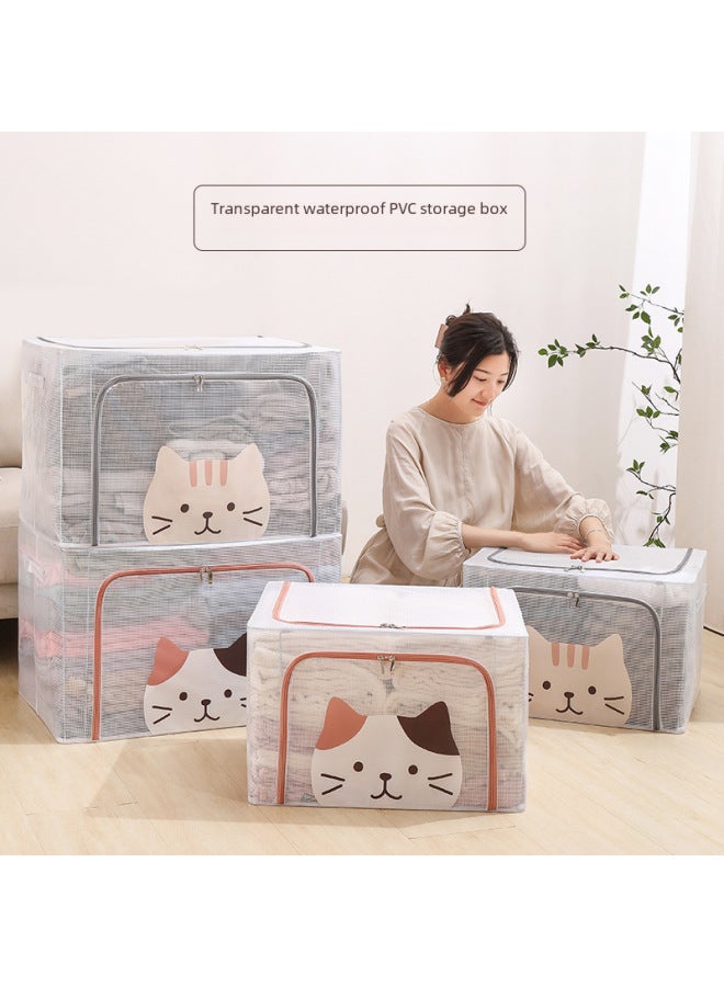 Full Transparent Pvc Folding Clothes Storage Box Animal Head Cathead Large Capacity Storage Box Bainer Box - Image 3