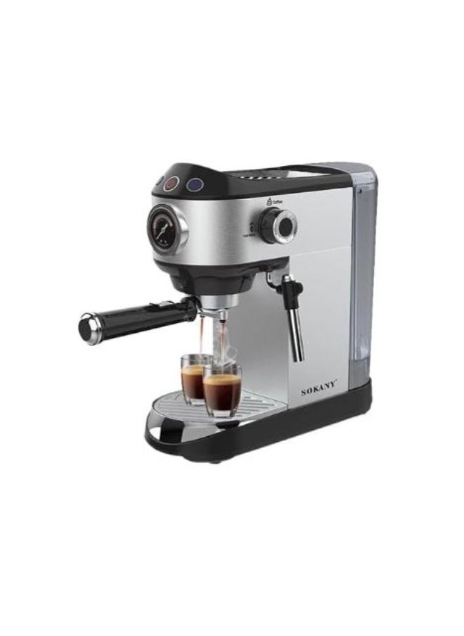 sokany Coffee Machine, 15 Bar, 1450 Watt, Silver - SK-696B  - Image 1