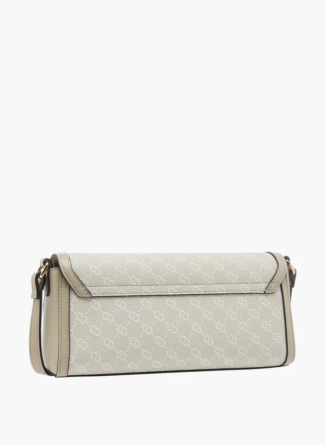 Celeste Women Monogram Print Crossbody Bag with Flap Closure