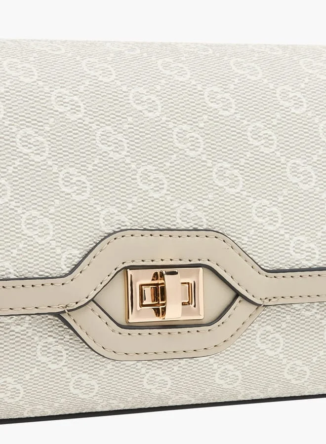 Celeste Women Monogram Print Crossbody Bag with Flap Closure