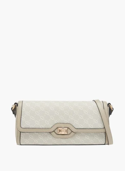 Celeste Women Monogram Print Crossbody Bag with Flap Closure