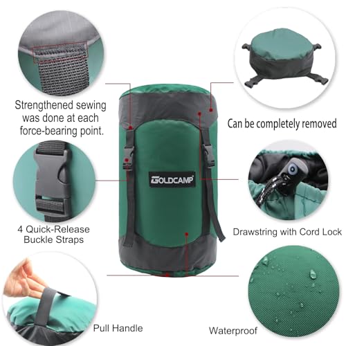 GOLDCAMP Sleeping Bag Stuff Sack Black M L XLXXLxxxl Compression Sack Great for Backpacking and CampingGreen XL - Image 3
