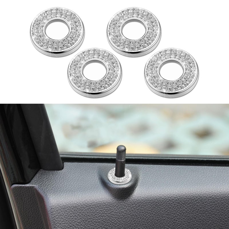 HAOBO 4PCS Bling Car Door Lock Inner Stickers Bling Car Inner Door Lock Sparkle Stickers Rhinestones Pull Rod Bolt Decorations Car Interior Accessories for Mercedes Benz C Class C200L GLC260 - Image 3