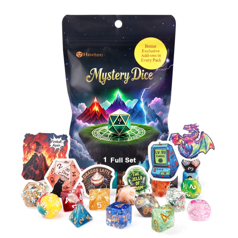 Haxtec Mystery Dice Set DND Dice Wide Range of Patterns Bulk 5 Sets Polyhedral Gaming Dice for Tabletop RolePlaying RPG DND Gift - Image 3