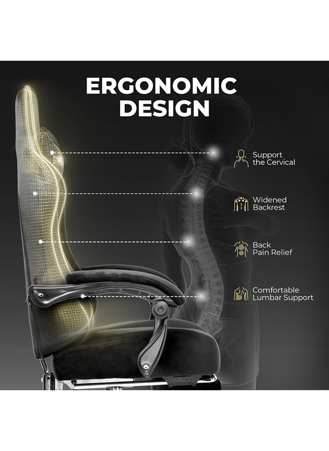 GTPLAYER GTPLAYER Gaming Chair Breathable Fabric Office Chair with Pocket Spring Cushion and Linkage Armrests, High Back Ergonomic Computer Chair with Lumbar Support and Footrest (Velvet Black)  - Image 4