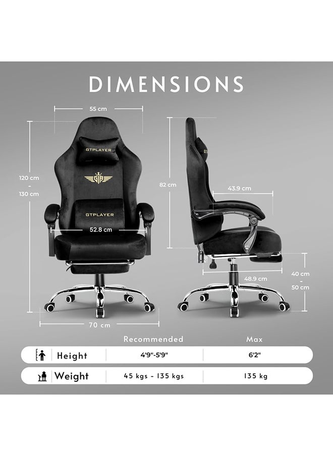 GTPLAYER GTPLAYER Gaming Chair Breathable Fabric Office Chair with Pocket Spring Cushion and Linkage Armrests, High Back Ergonomic Computer Chair with Lumbar Support and Footrest (Velvet Black)  - Image 3
