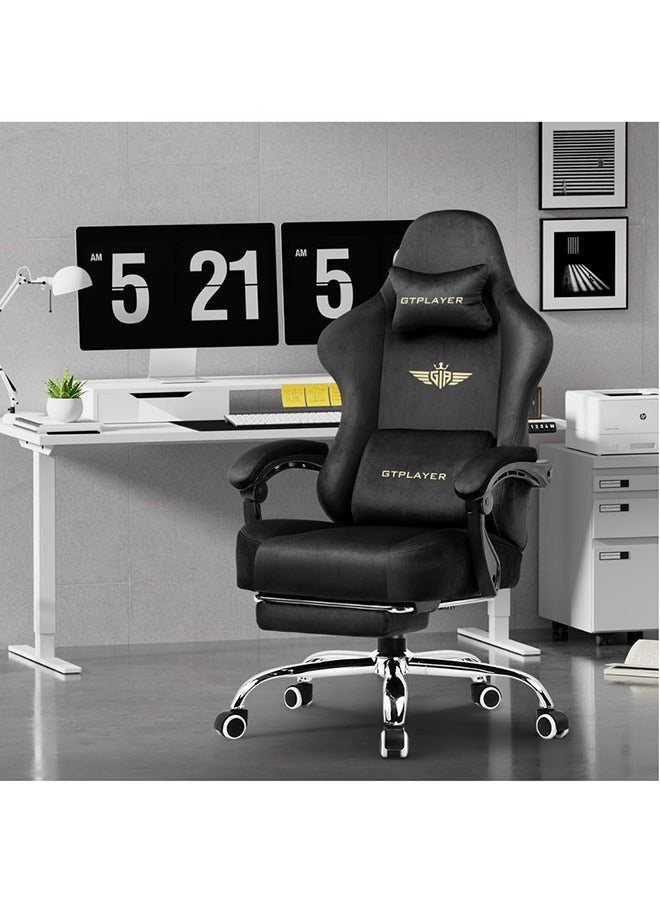 GTPLAYER GTPLAYER Gaming Chair Breathable Fabric Office Chair with Pocket Spring Cushion and Linkage Armrests, High Back Ergonomic Computer Chair with Lumbar Support and Footrest (Velvet Black)  - Image 2