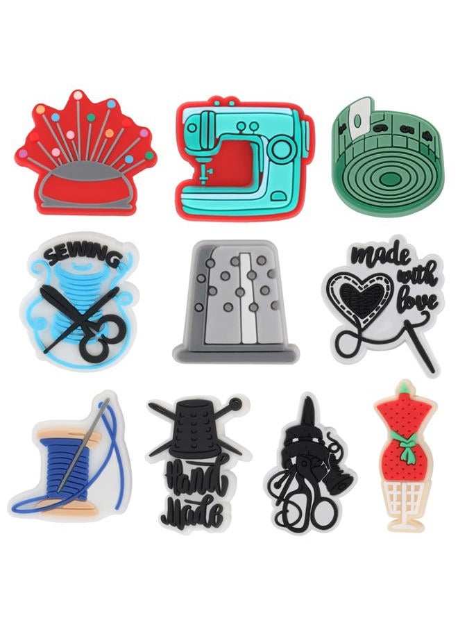 mortd 10 PCS Sewing Tailor Shoe Decoration Charms, Sewing Machine Needle Thread Charms for Shoe Wristband Decor, PVC Shoe Charm Accessories for Party Favors Birthday Gifts - Image 1