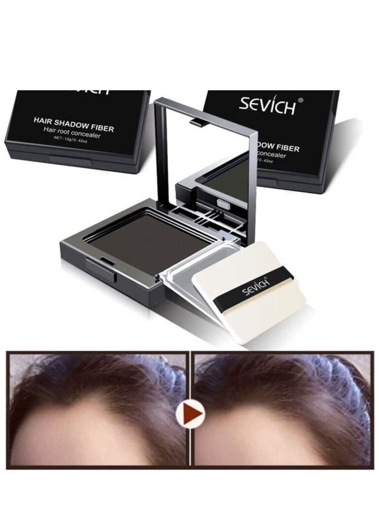 Sevich Hair Shadow Fiber Hair Root Concealer Covering White Hair Waterproof Lasting & Portable Hairline Replacement Keratin Fiber Concealer for Men & Women 12g (Black)  - Image 2