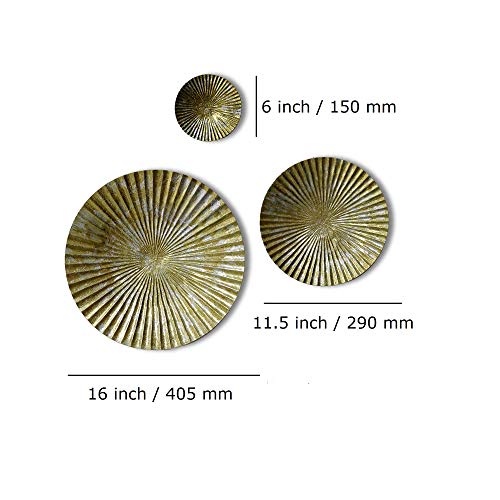 Craftter Round Metal Wall Art- Antique Abstract Wall Décor , Hanging Sunburst Wall Sculptures And Decors (Gold, Set Of 6) - Image 5
