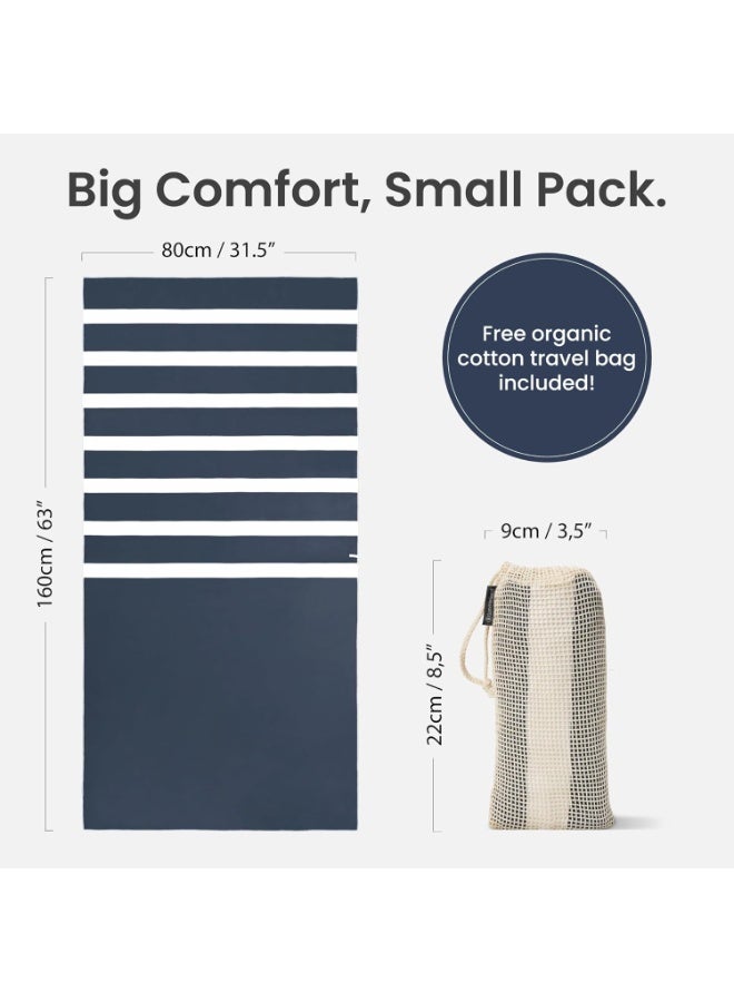 SummerSand Microfiber Beach Towel - Quick Dry, Sand Free - Compact and Lightweight for Travel - Recycled Materials - Travel Bag Included - Large Microfiber Towel (63x31.5in – Deep Blue) - Image 2