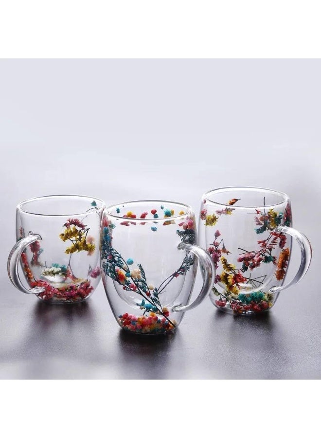 Double-Walled Glass Mug with Dried Flowers – Elegant Design for Hot & Cold Drinks - Image 4