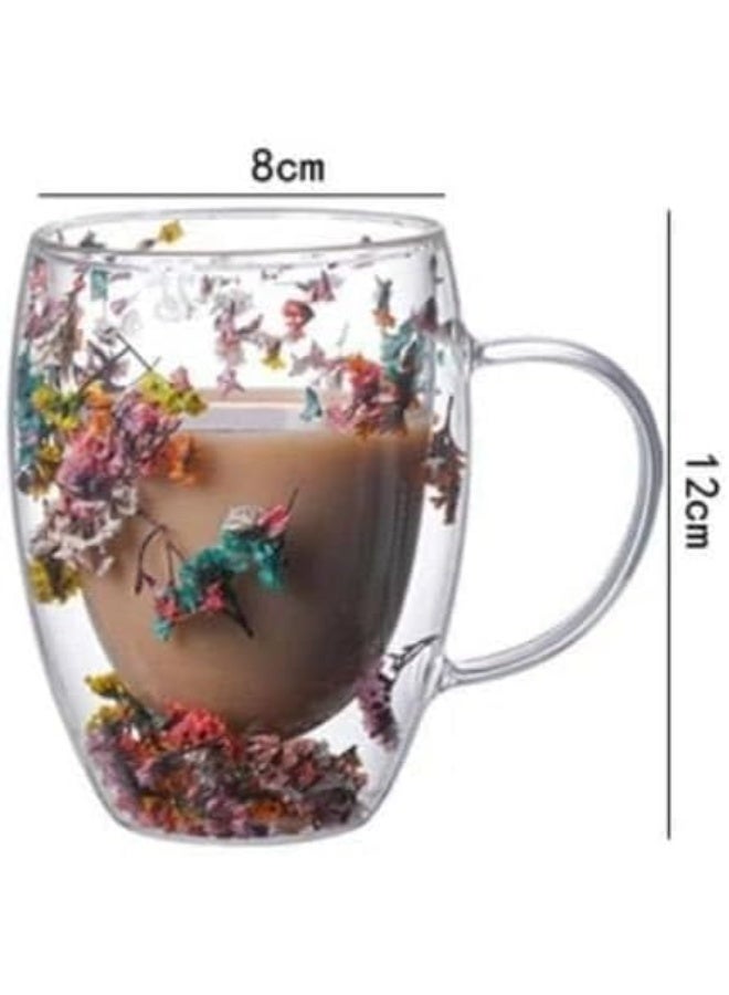 Double-Walled Glass Mug with Dried Flowers – Elegant Design for Hot & Cold Drinks - Image 2